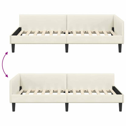 Cornice del letto ad angolo Crema 90 cm x 190 cm Velluto | homemem39