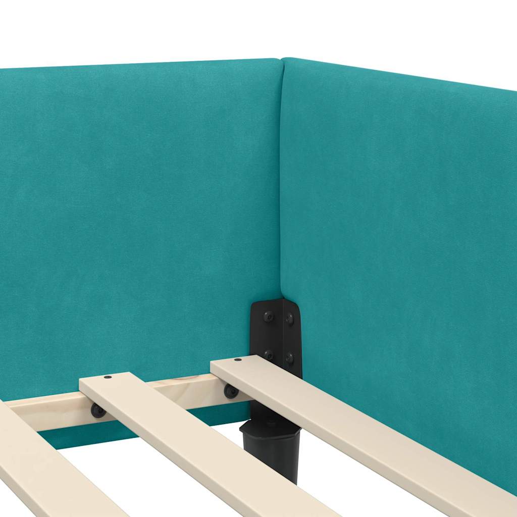 Cornice del letto ad angolo Turchese 90 cm x 190 cm Velluto | homemem39