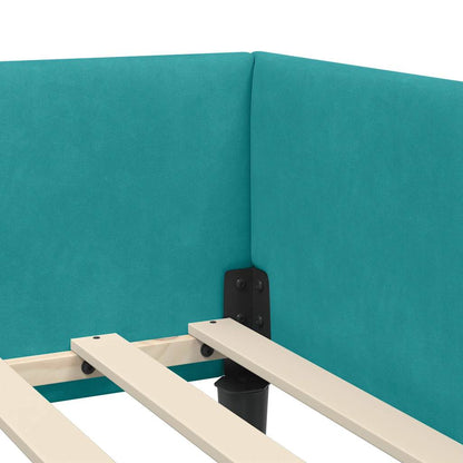 Cornice del letto ad angolo Turchese 90 cm x 190 cm Velluto | homemem39