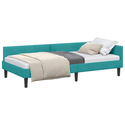 Cornice del letto ad angolo Turchese 90 cm x 190 cm Velluto | homemem39