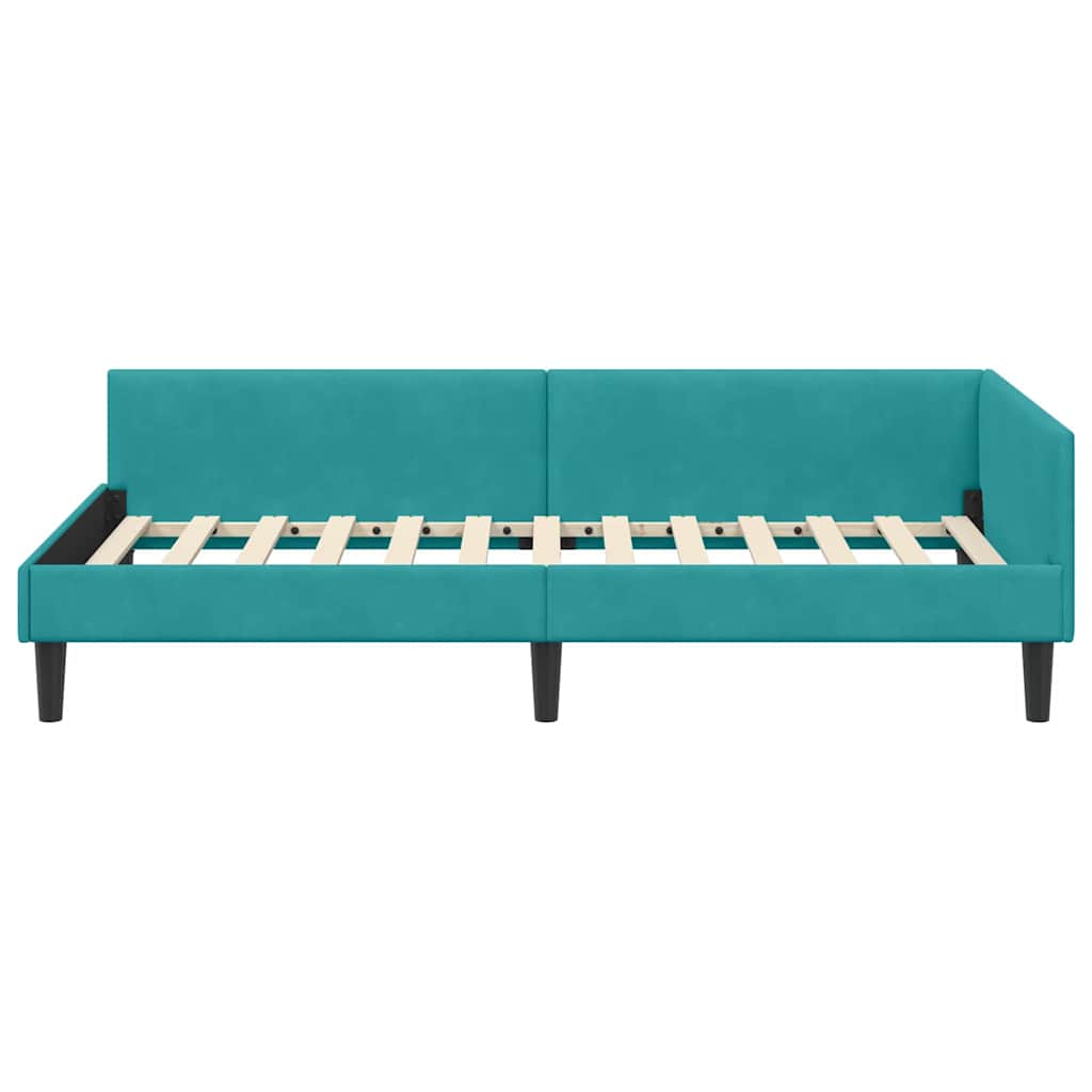 Cornice del letto ad angolo Turchese 90 cm x 190 cm Velluto | homemem39