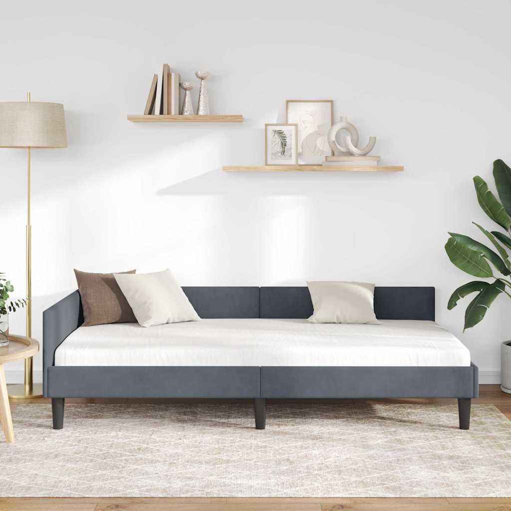 Cornice del letto ad angolo Grigio scuro 90 cm x 200 cm