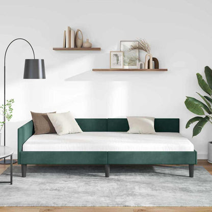 Cornice del letto ad angolo Verde Scuro 90 cm x 200 cm Velluto | homemem39