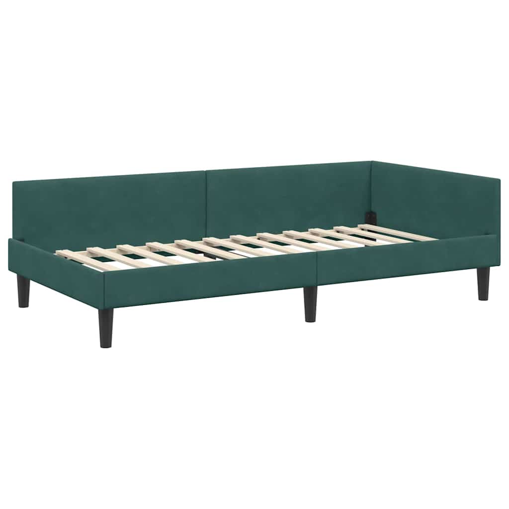 Cornice del letto ad angolo Verde Scuro 90 cm x 200 cm Velluto | homemem39