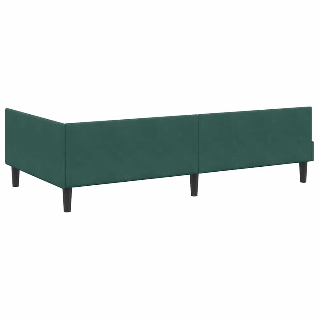 Cornice del letto ad angolo Verde Scuro 90 cm x 200 cm Velluto | homemem39