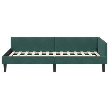 Cornice del letto ad angolo Verde Scuro 90 cm x 200 cm Velluto | homemem39