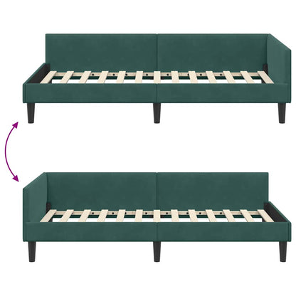 Cornice del letto ad angolo Verde Scuro 90 cm x 200 cm Velluto | homemem39
