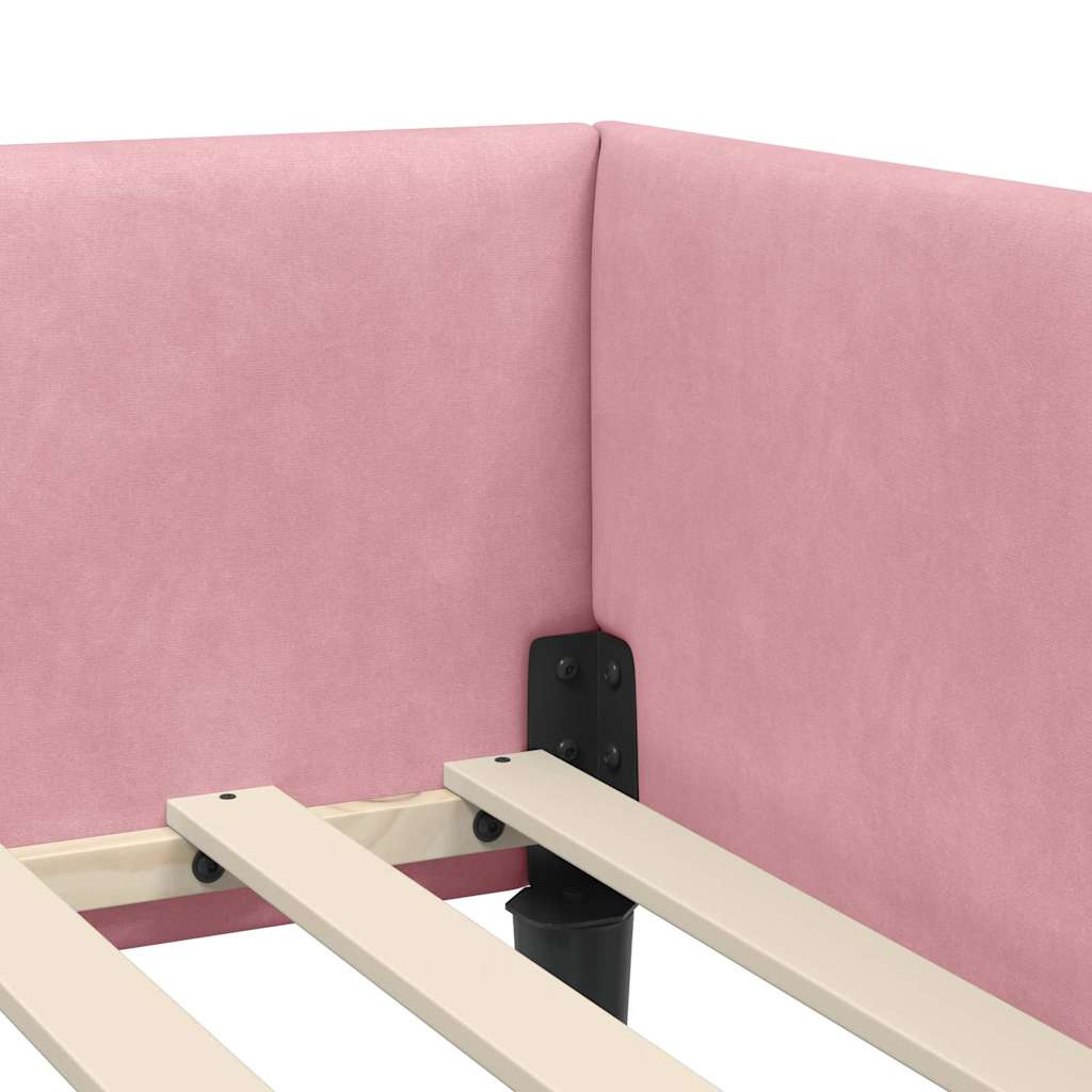 Cornice del letto ad angolo Rosa 90 cm x 200 cm Velluto | homemem39