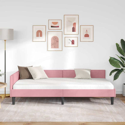 Cornice del letto ad angolo Rosa 90 cm x 200 cm Velluto | homemem39