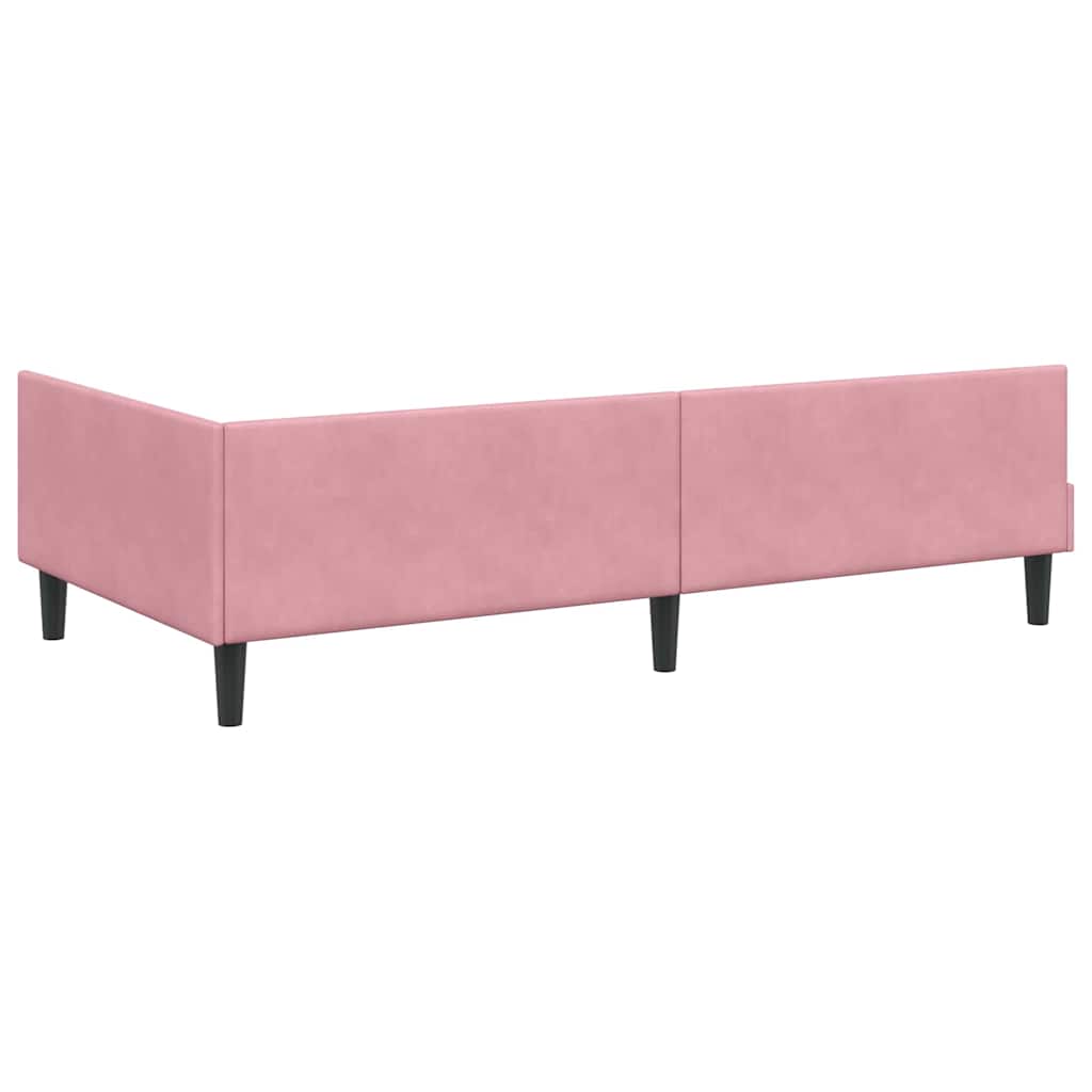 Cornice del letto ad angolo Rosa 90 cm x 200 cm Velluto | homemem39