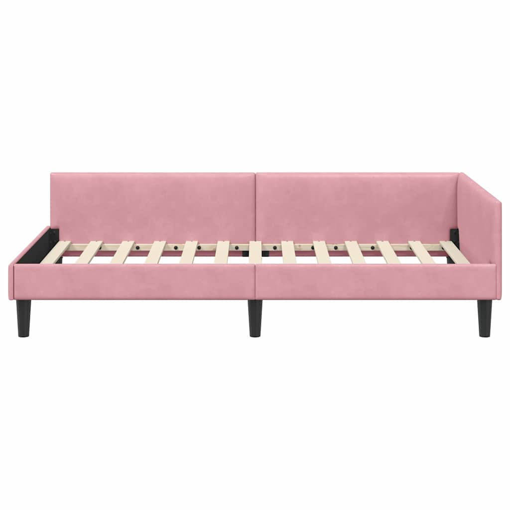 Cornice del letto ad angolo Rosa 90 cm x 200 cm Velluto | homemem39