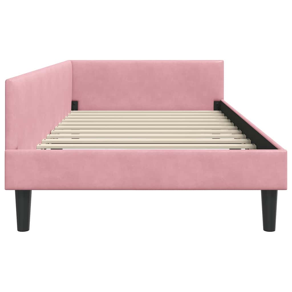 Cornice del letto ad angolo Rosa 90 cm x 200 cm Velluto | homemem39