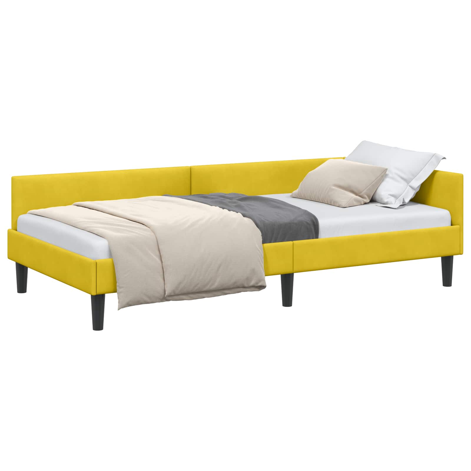 Cornice del letto ad angolo Giallo 90 cm x 200 cm Velluto | homemem39