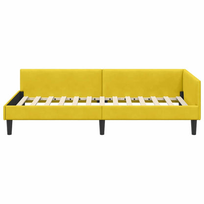 Cornice del letto ad angolo Giallo 90 cm x 200 cm Velluto | homemem39