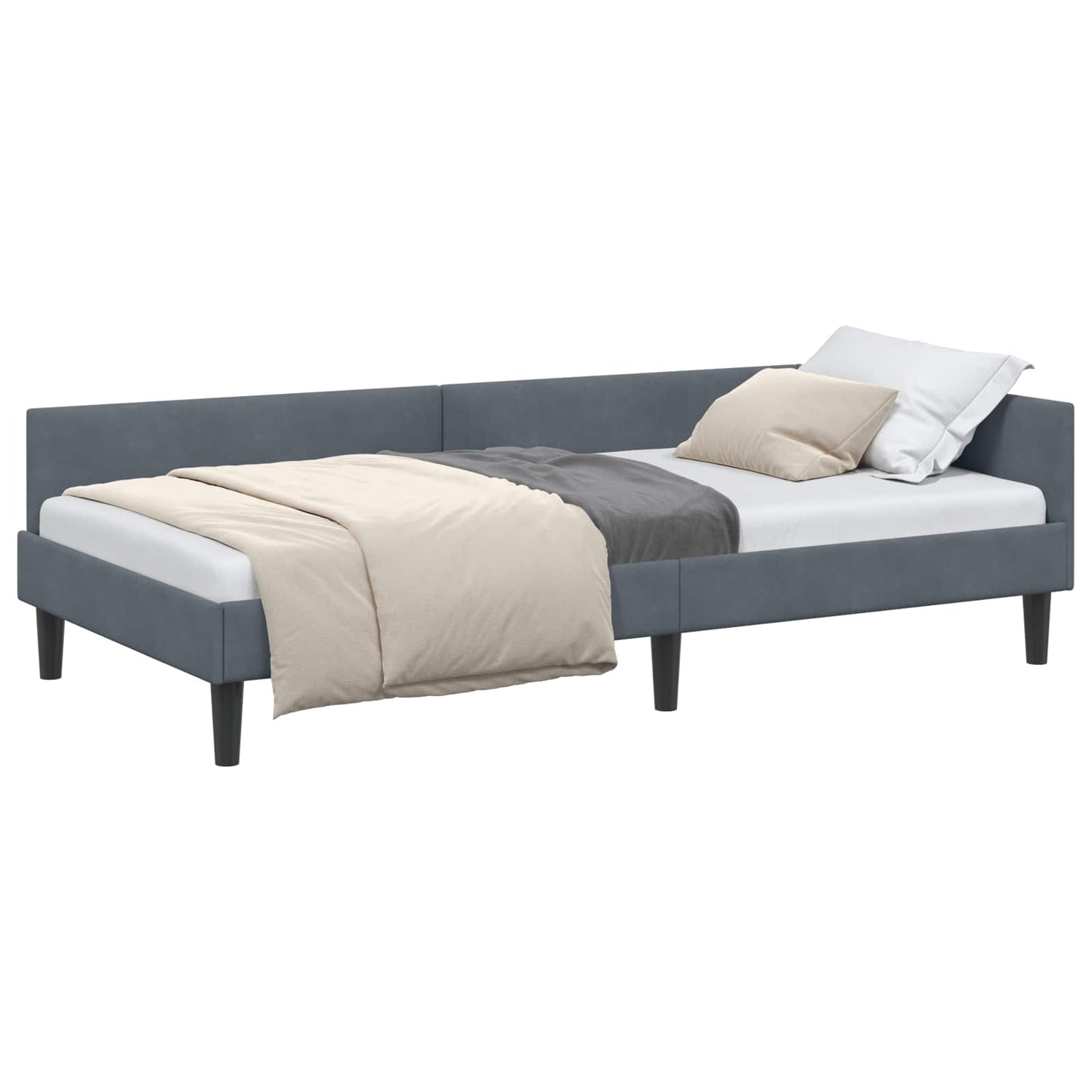 Cornice del letto ad angolo Grigio scuro 100 cm x 200 cm | homemem39