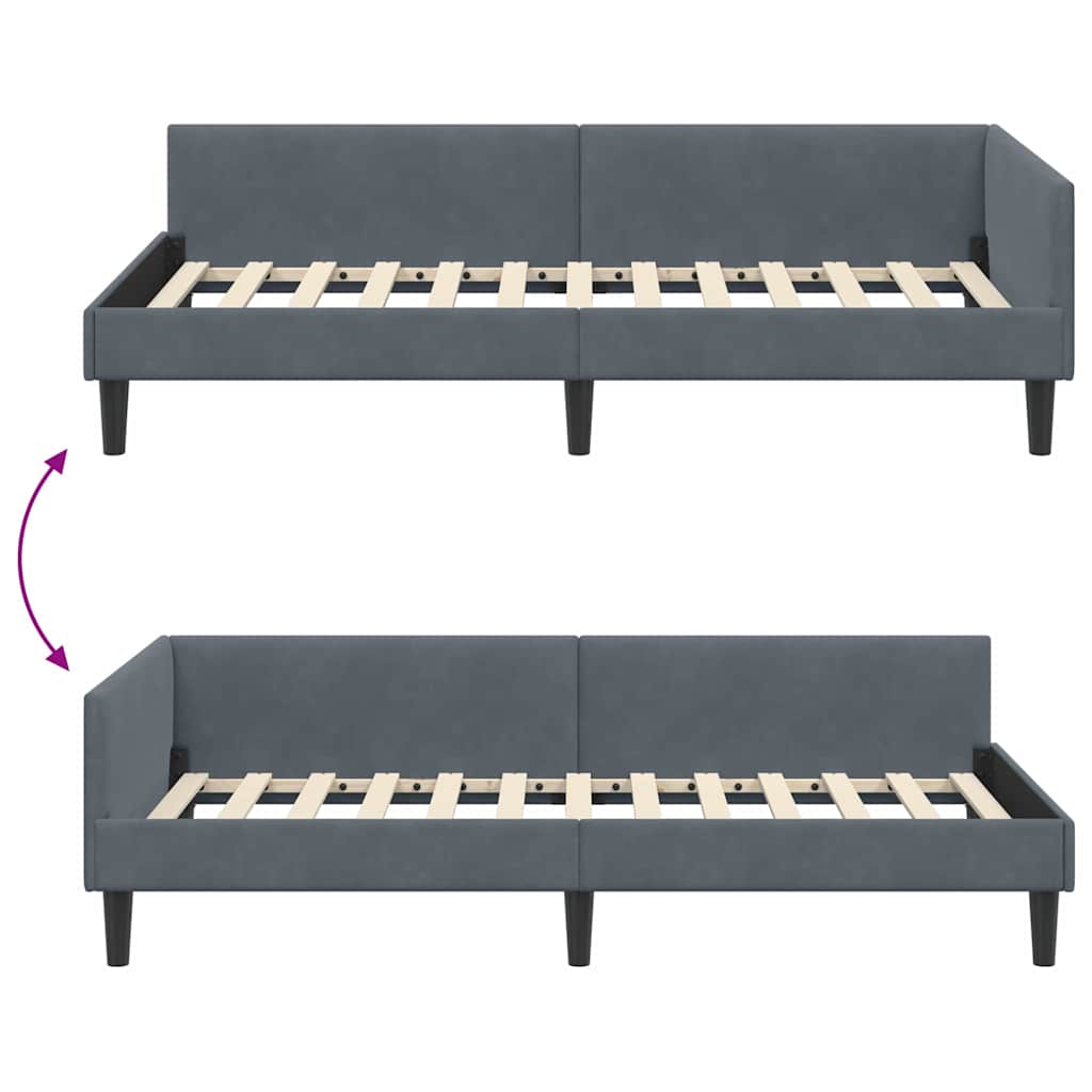 Cornice del letto ad angolo Grigio scuro 100 cm x 200 cm | homemem39