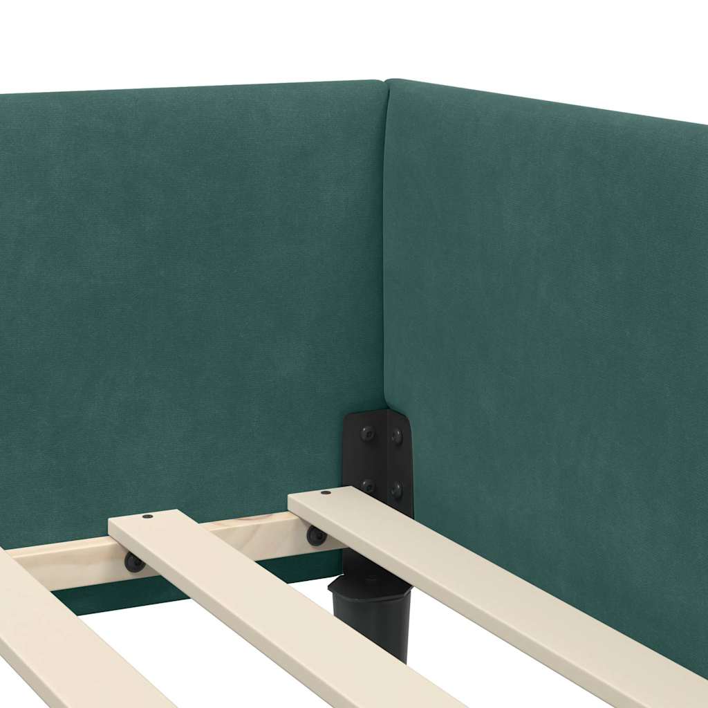 Cornice del letto ad angolo Verde Scuro 100 cm x 200 cm Velluto | homemem39