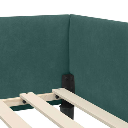 Cornice del letto ad angolo Verde Scuro 100 cm x 200 cm Velluto | homemem39