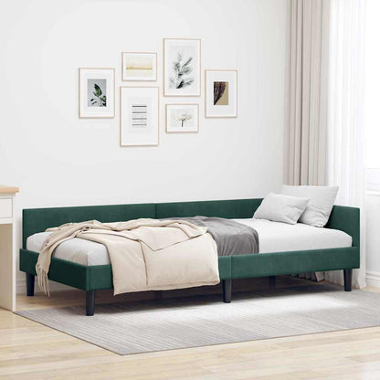 Cornice del letto ad angolo Verde Scuro 100 cm x 200 cm Velluto | homemem39