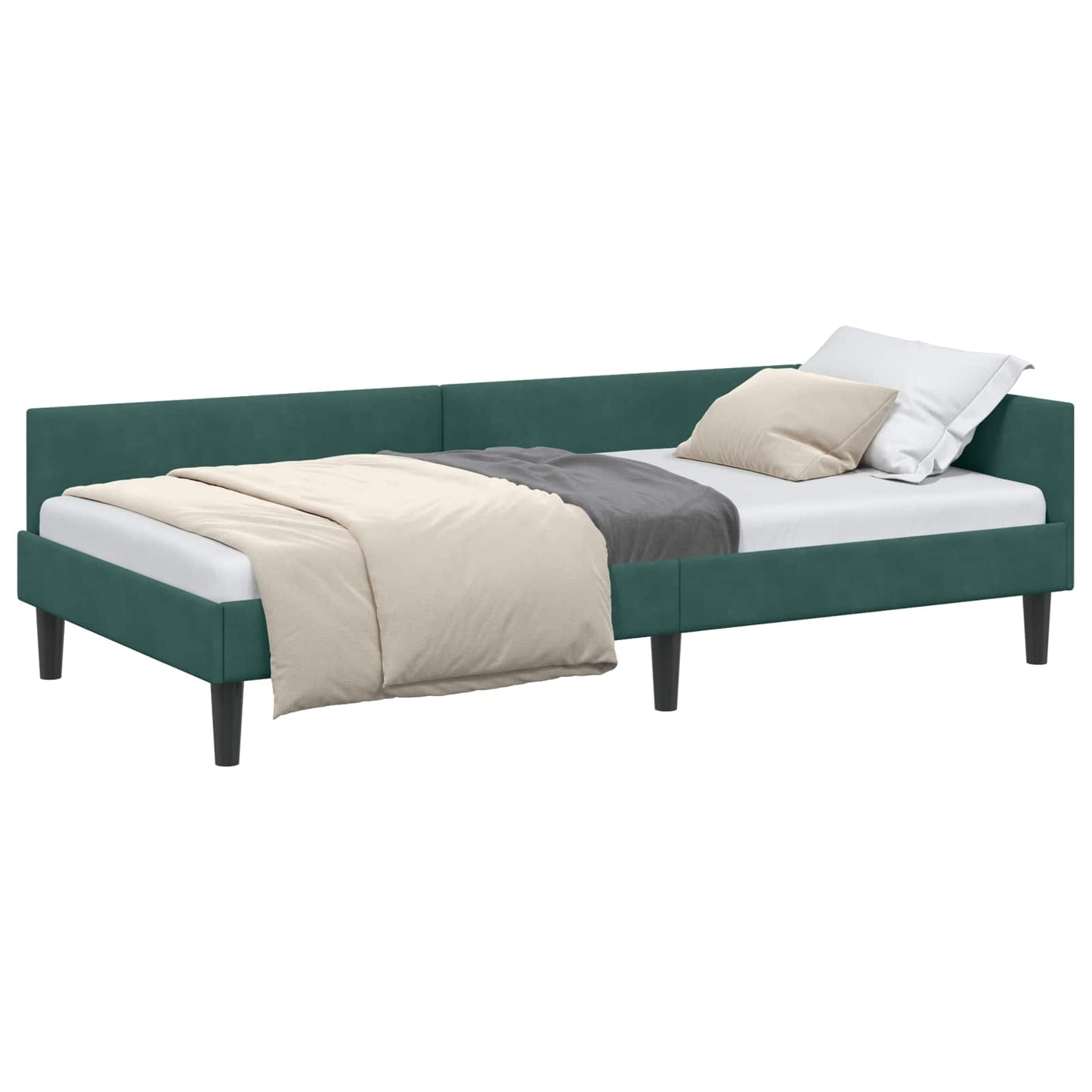 Cornice del letto ad angolo Verde Scuro 100 cm x 200 cm Velluto | homemem39