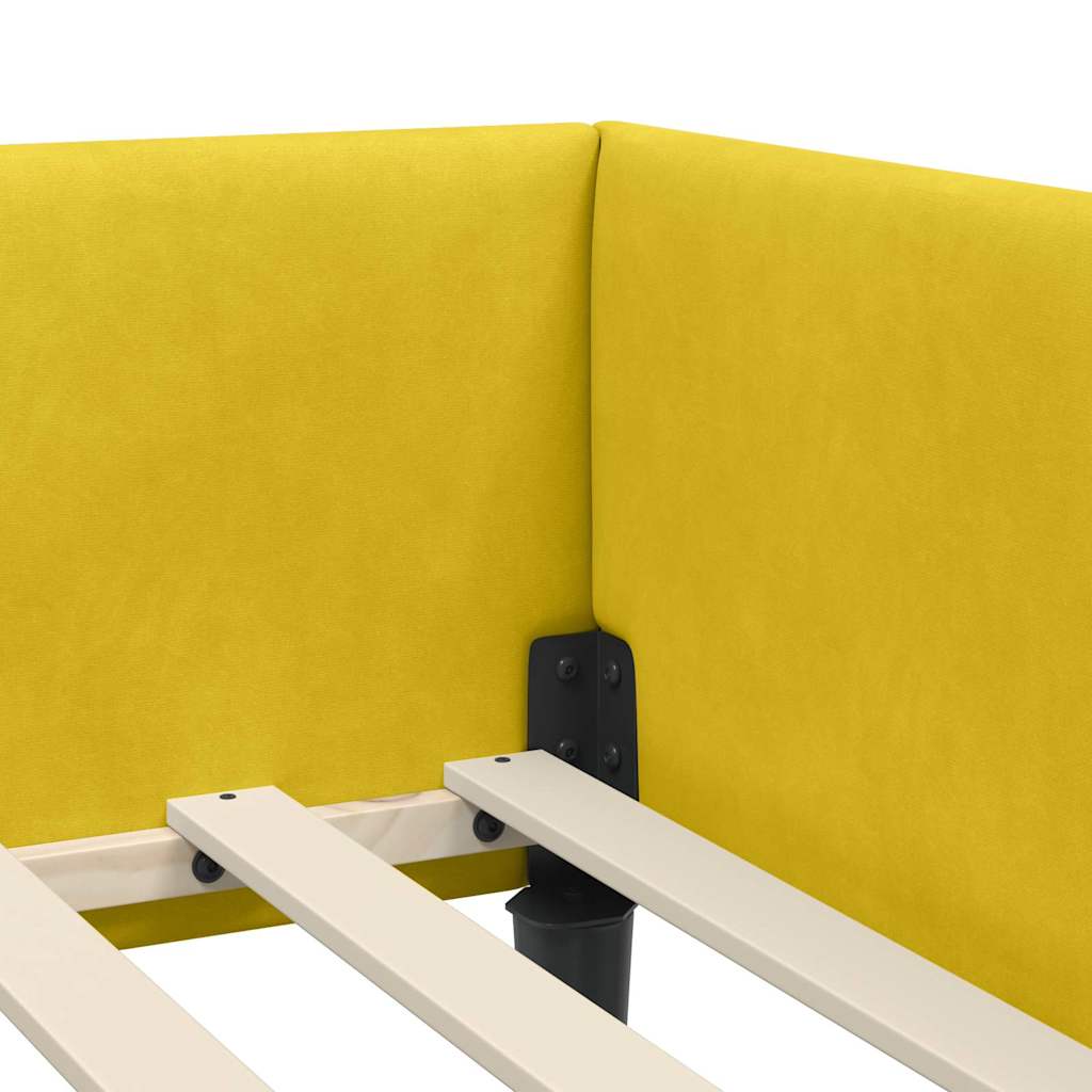 Cornice del letto ad angolo Giallo 100 cm x 200 cm Velluto | homemem39