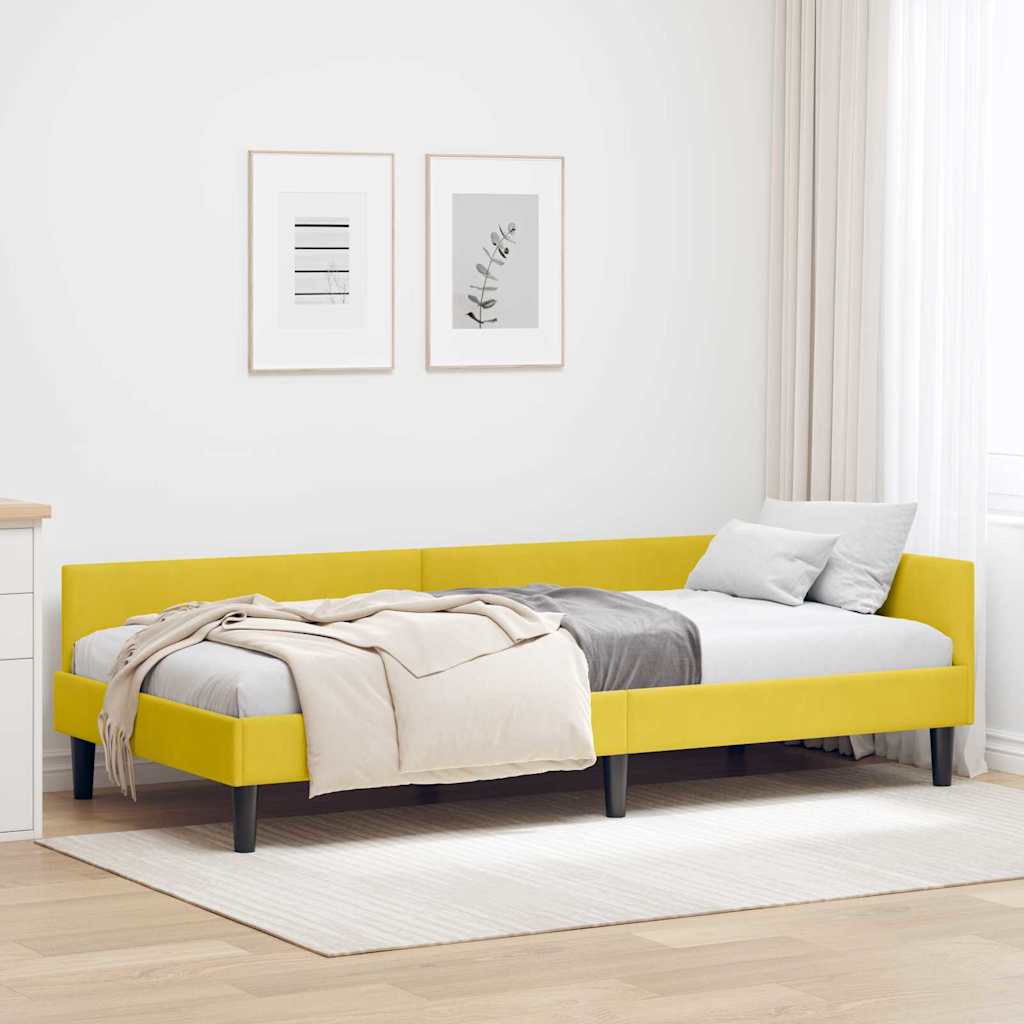 Cornice del letto ad angolo Giallo 100 cm x 200 cm Velluto