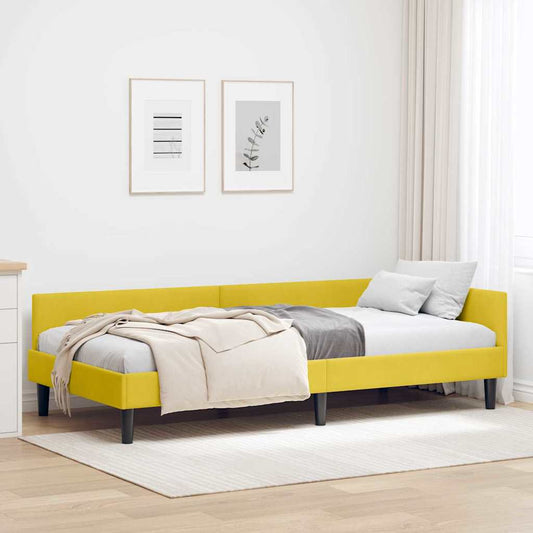 Cornice del letto ad angolo Giallo 100 cm x 200 cm Velluto