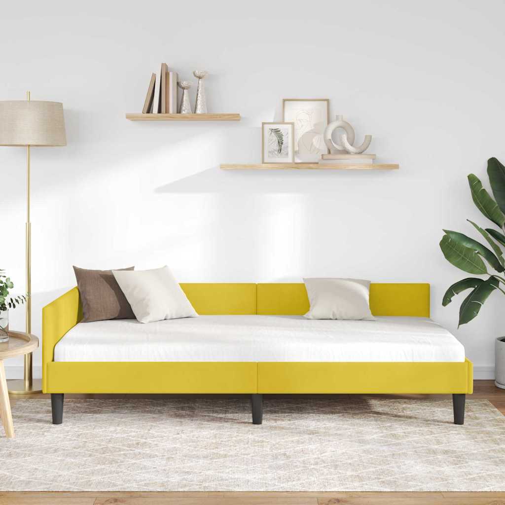 Cornice del letto ad angolo Giallo 100 cm x 200 cm Velluto | homemem39
