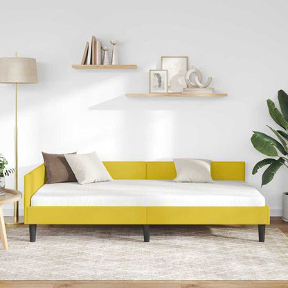 Cornice del letto ad angolo Giallo 100 cm x 200 cm Velluto | homemem39