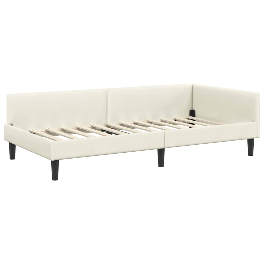 Cornice del letto ad angolo Crema 100 cm x 200 cm Velluto | homemem39