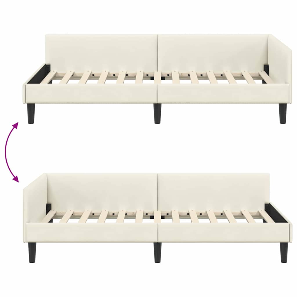 Cornice del letto ad angolo Crema 100 cm x 200 cm Velluto | homemem39