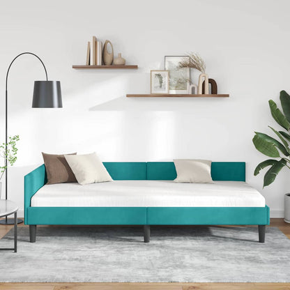 Cornice del letto ad angolo Turchese 100 cm x 200 cm Velluto | homemem39