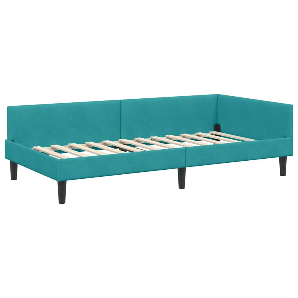 Cornice del letto ad angolo Turchese 100 cm x 200 cm Velluto | homemem39