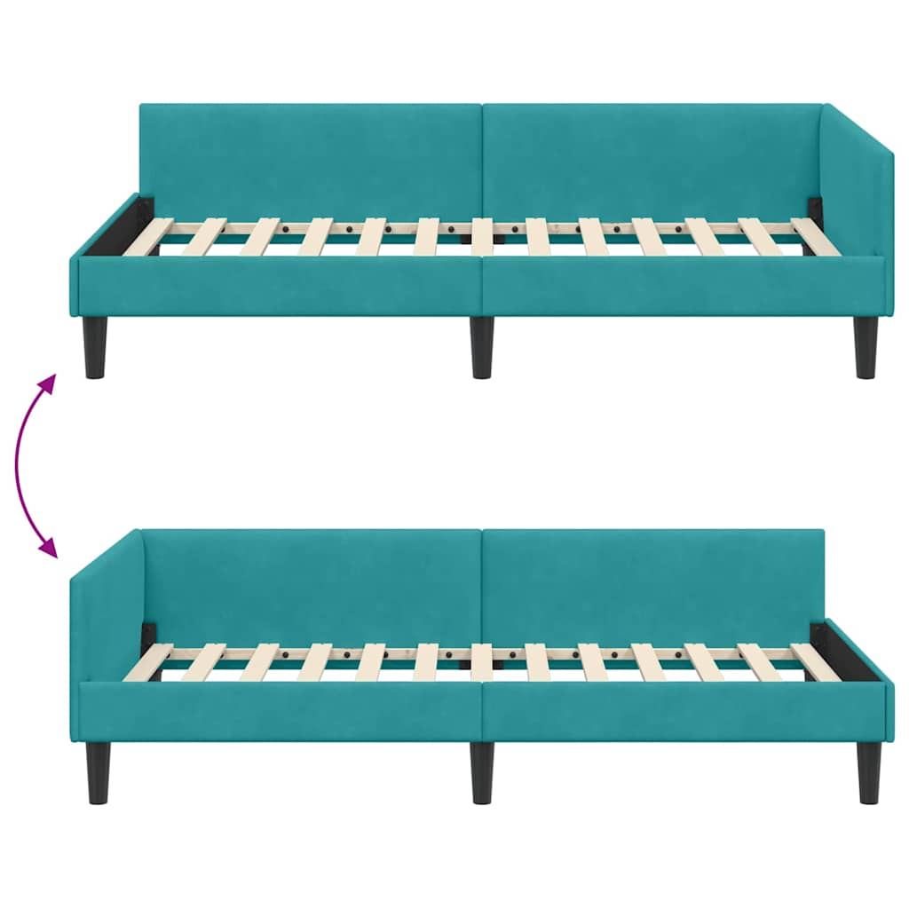 Cornice del letto ad angolo Turchese 100 cm x 200 cm Velluto | homemem39