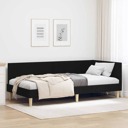 Cornice del letto ad angolo con testiera Nero 80 cm x 200 cm