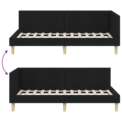 Cornice del letto ad angolo con testiera Nero 80 cm x 200 cm | homemem39
