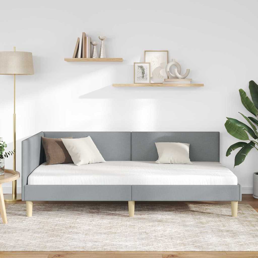 Cornice del letto ad angolo Altro Grigio chiaro 90 x 190 cm - homemem39