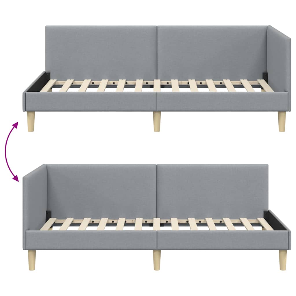 Cornice del letto ad angolo Grigio chiaro 90 cm x 190 cm | homemem39