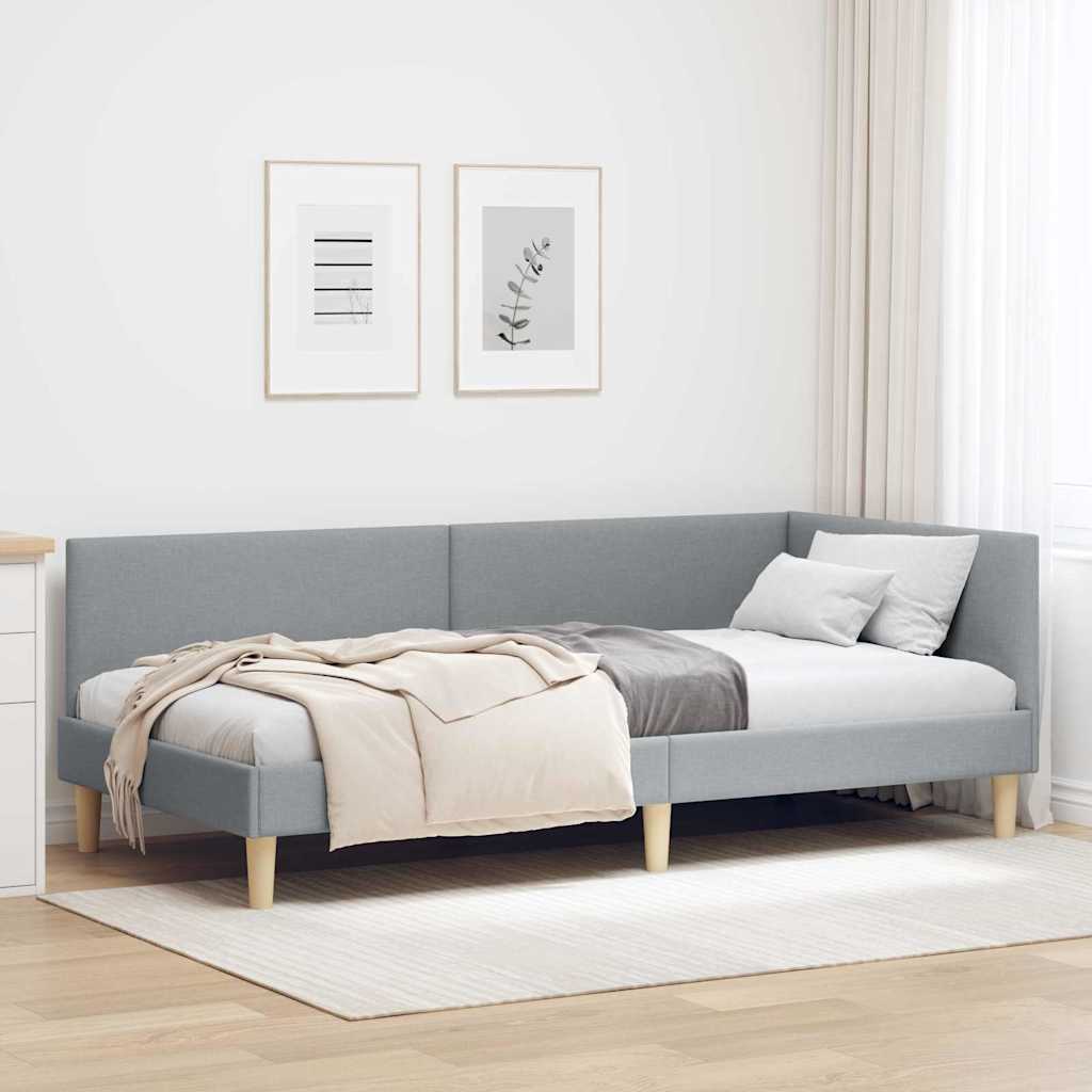 Cornice del letto ad angolo Grigio chiaro 90 cm x 200 cm | homemem39