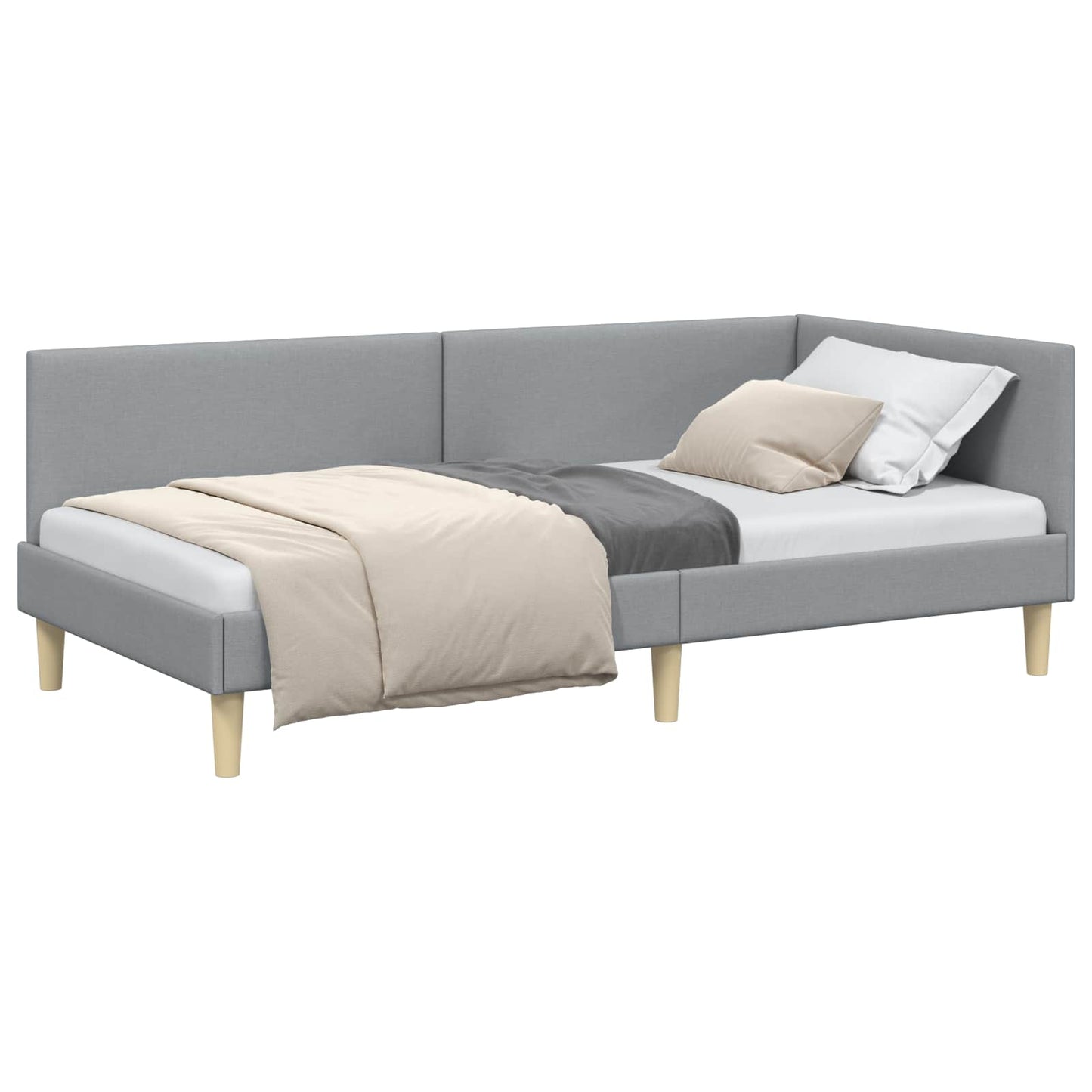 Cornice del letto ad angolo Grigio chiaro 90 cm x 200 cm | homemem39