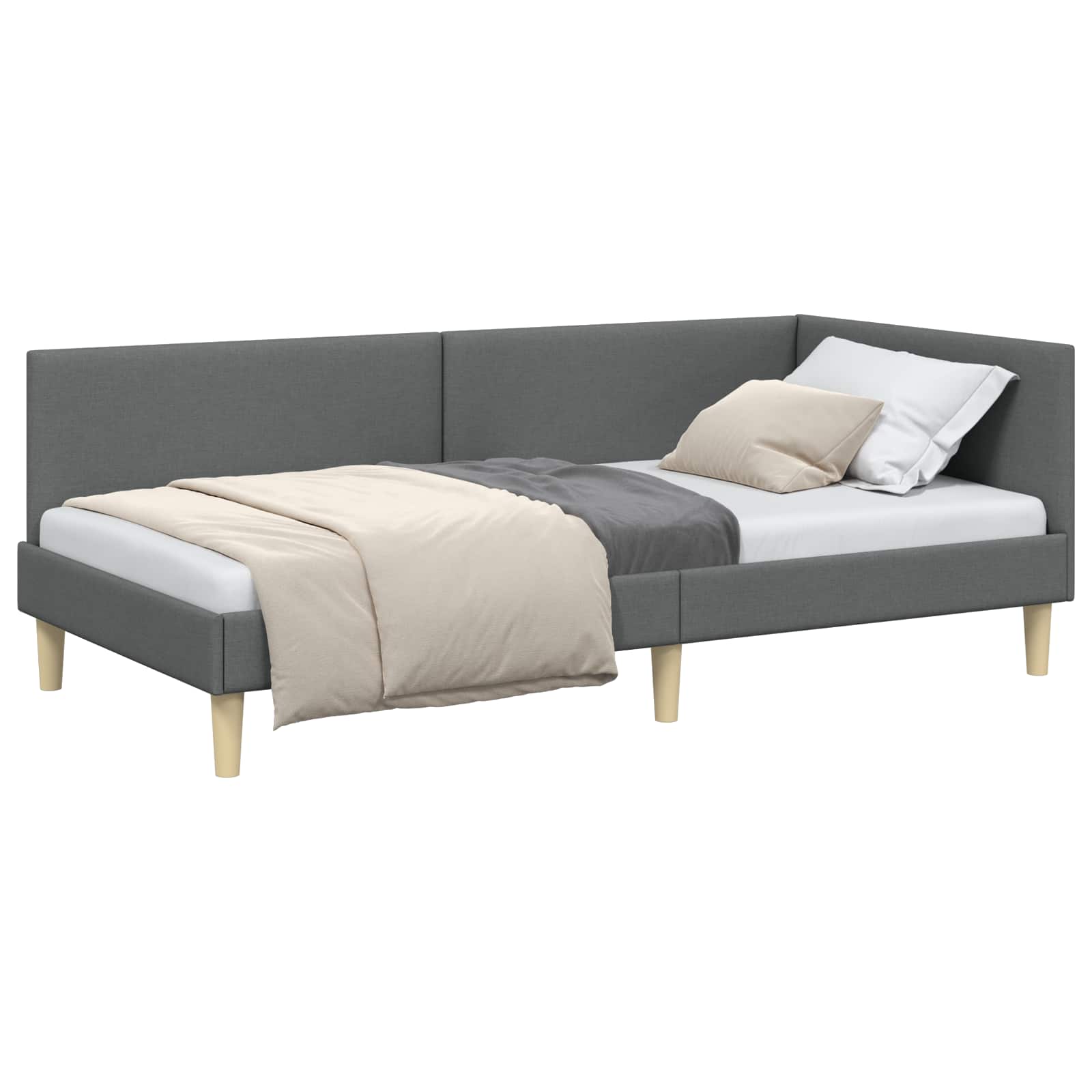 Cornice del letto ad angolo Grigio scuro 90 cm x 200 cm | homemem39