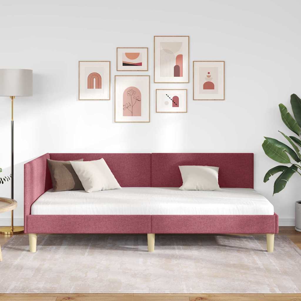 Cornice del letto ad angolo Rosso Vino 90 cm x 200 cm | homemem39