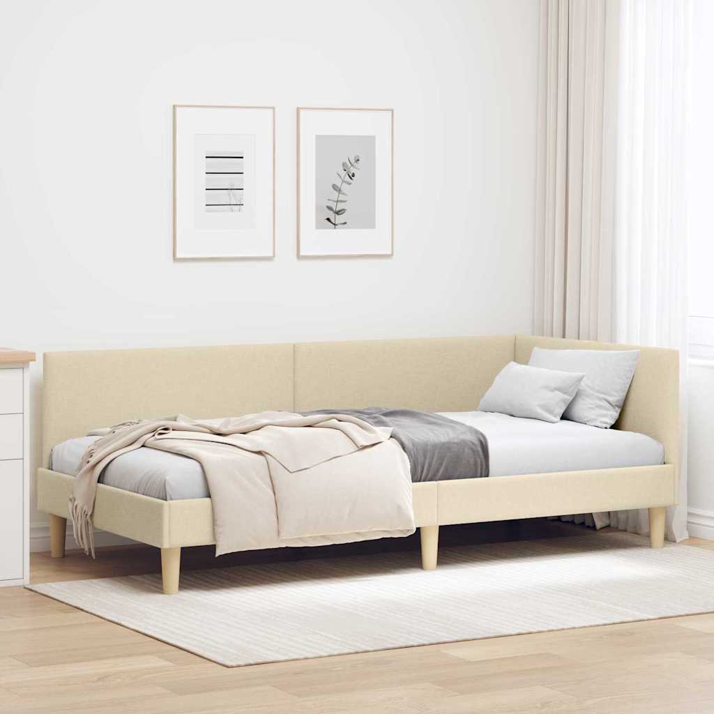 Cornice del letto ad angolo con testiera Crema 90 cm x 200 cm | homemem39