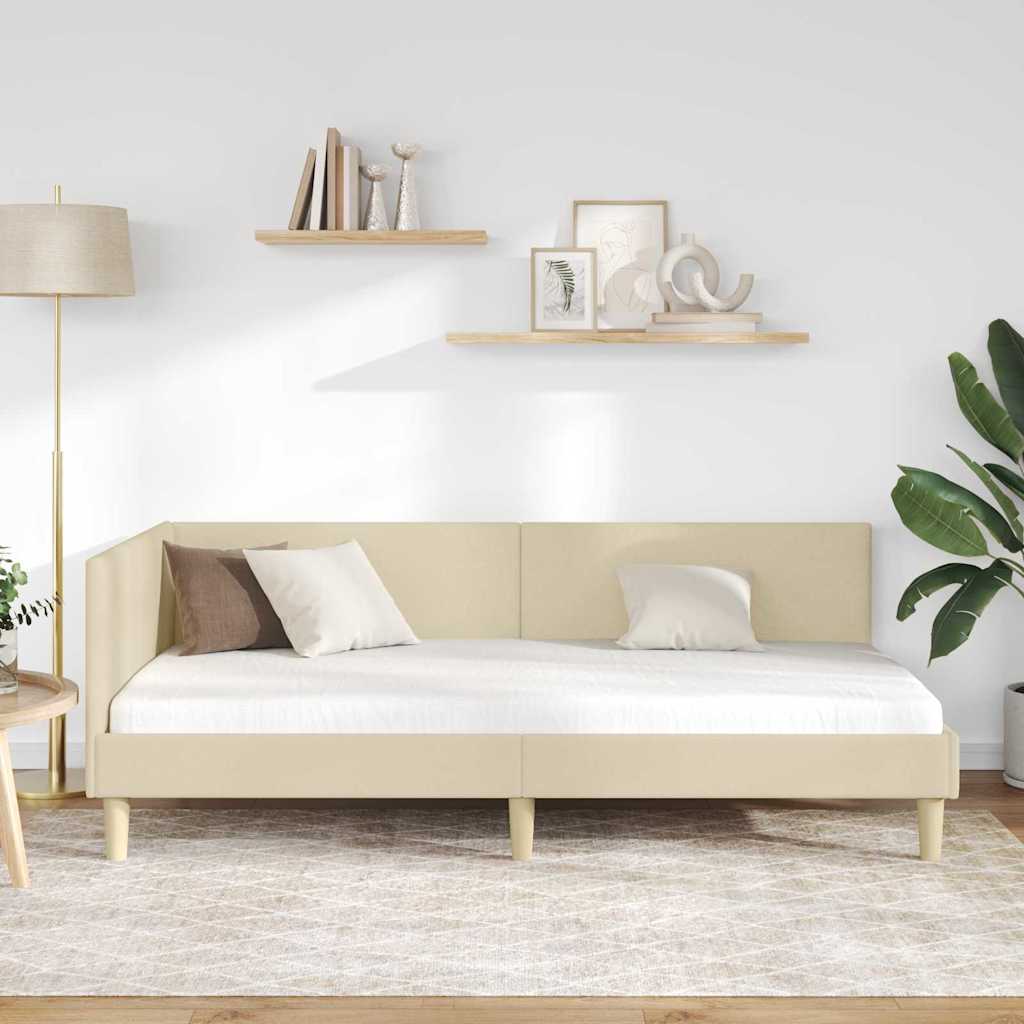 Cornice del letto ad angolo con testiera Crema 90 cm x 200 cm | homemem39