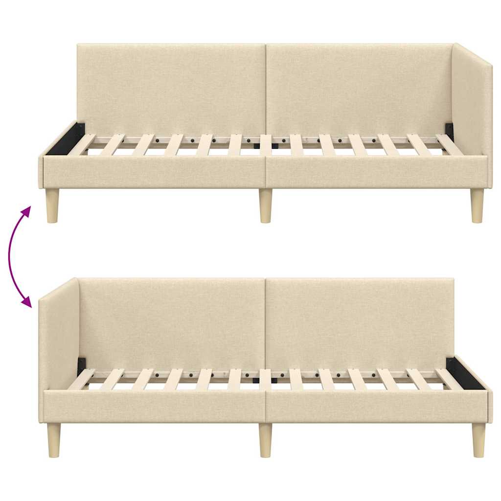 Cornice del letto ad angolo con testiera Crema 90 cm x 200 cm | homemem39