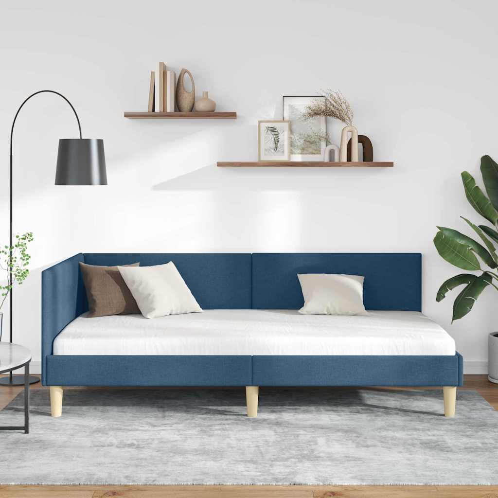 Cornice del letto ad angolo con testiera Blu 90 cm x 200 cm | homemem39