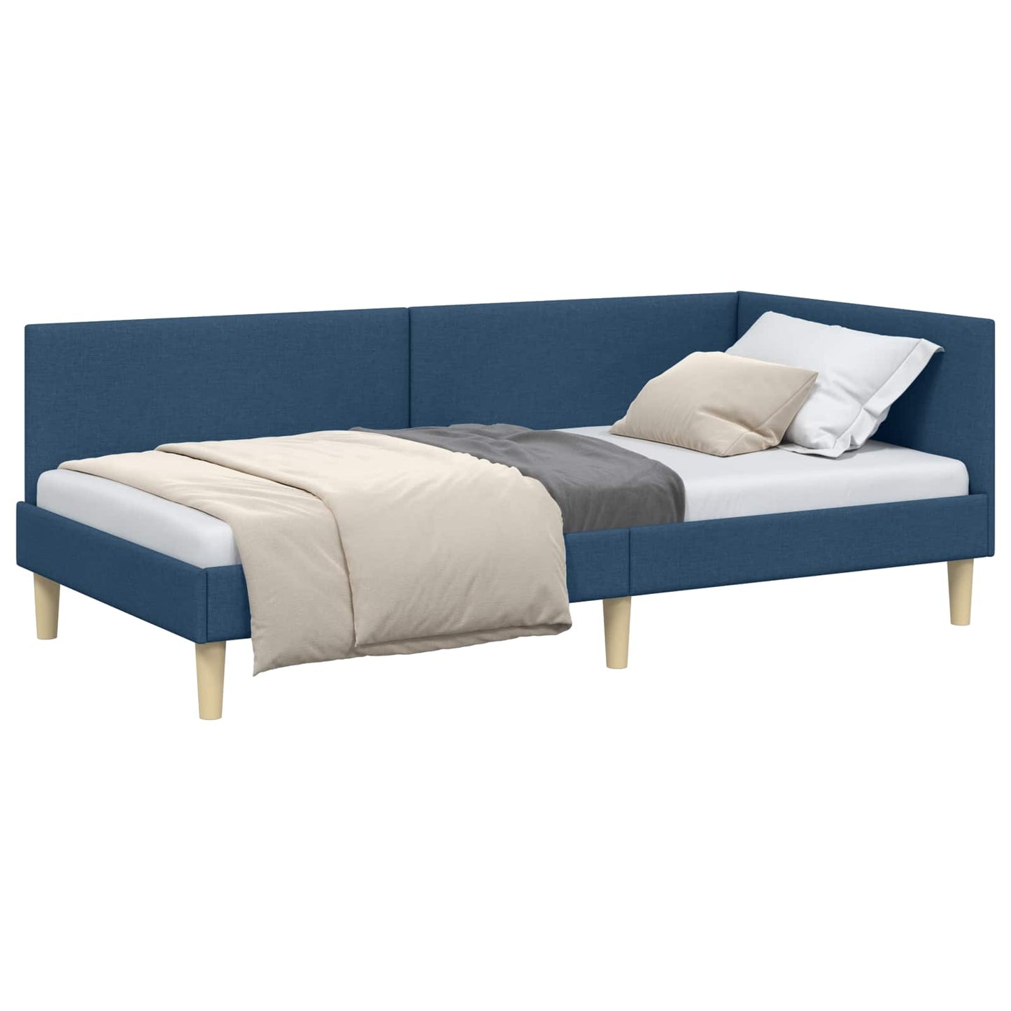 Cornice del letto ad angolo con testiera Blu 90 cm x 200 cm | homemem39