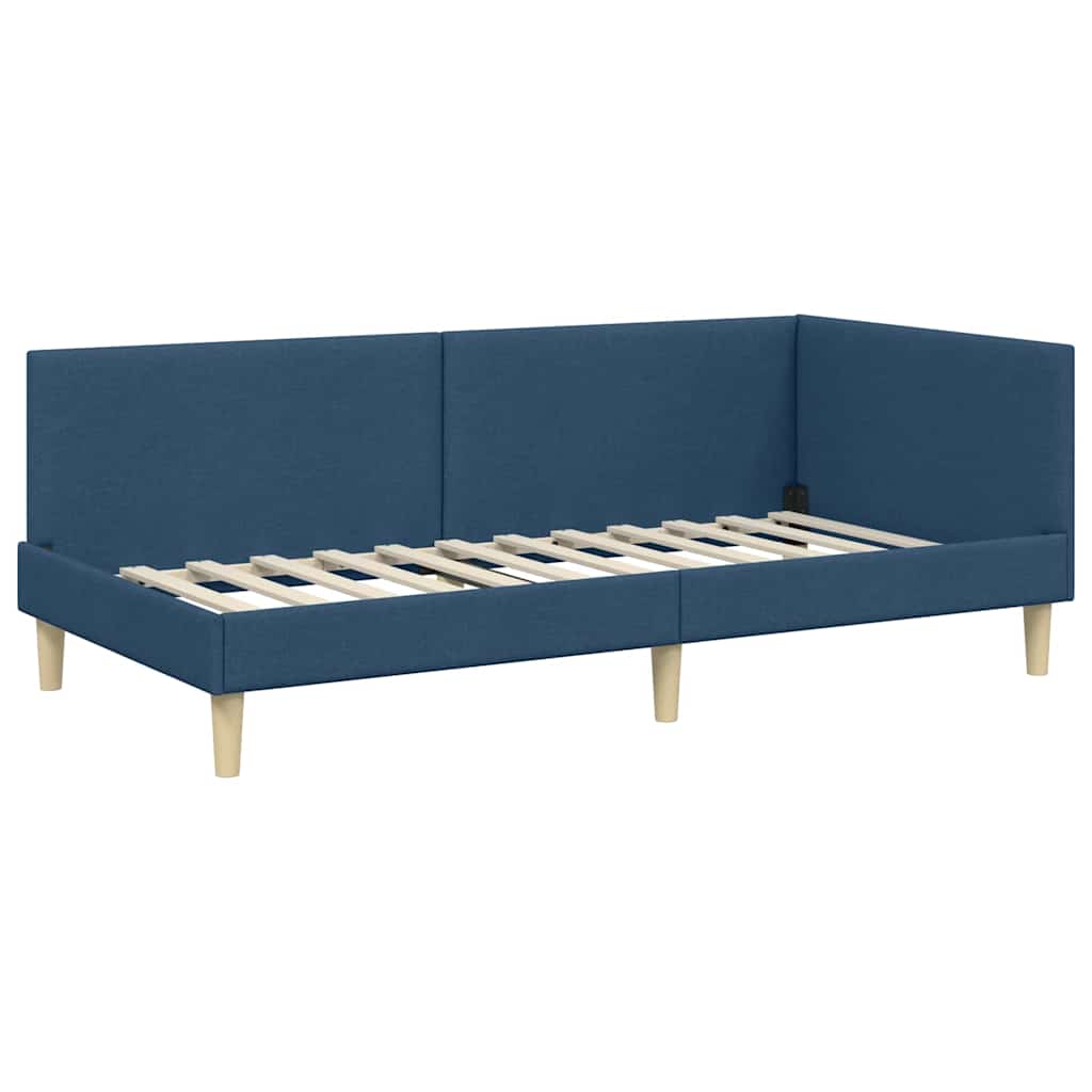 Cornice del letto ad angolo con testiera Blu 90 cm x 200 cm | homemem39