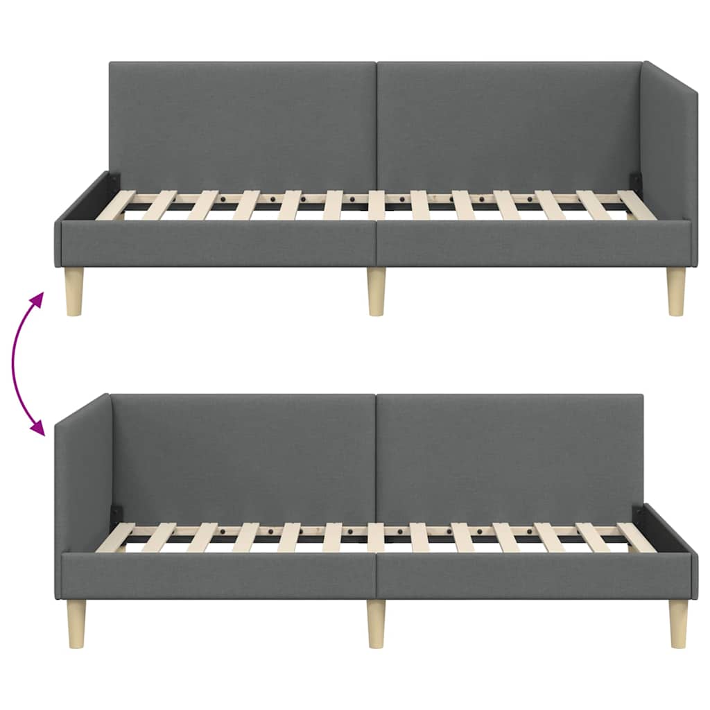 Cornice del letto ad angolo Grigio scuro 100 cm x 200 cm | homemem39