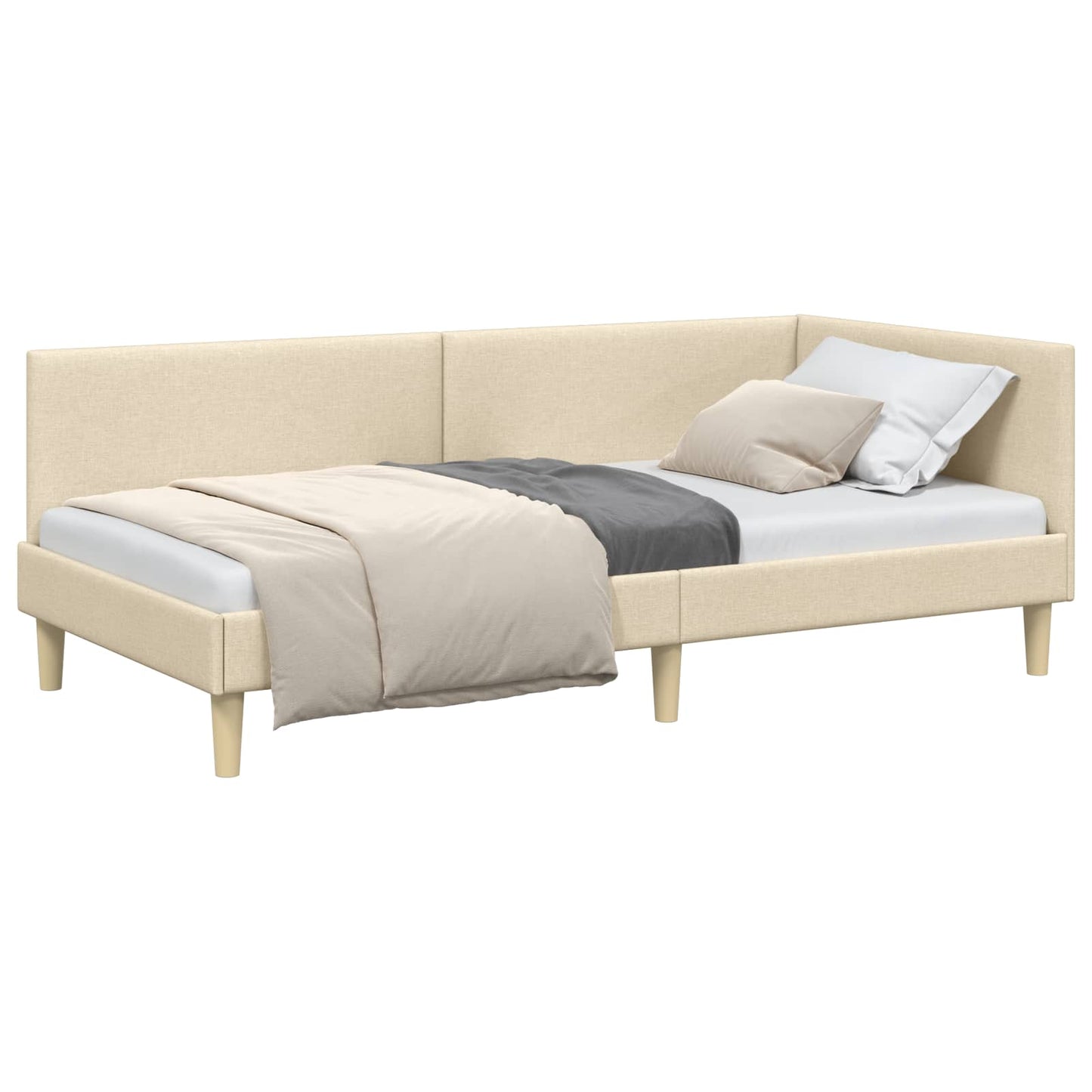Cornice del letto ad angolo con testiera Crema 100 cm x 200 cm | homemem39